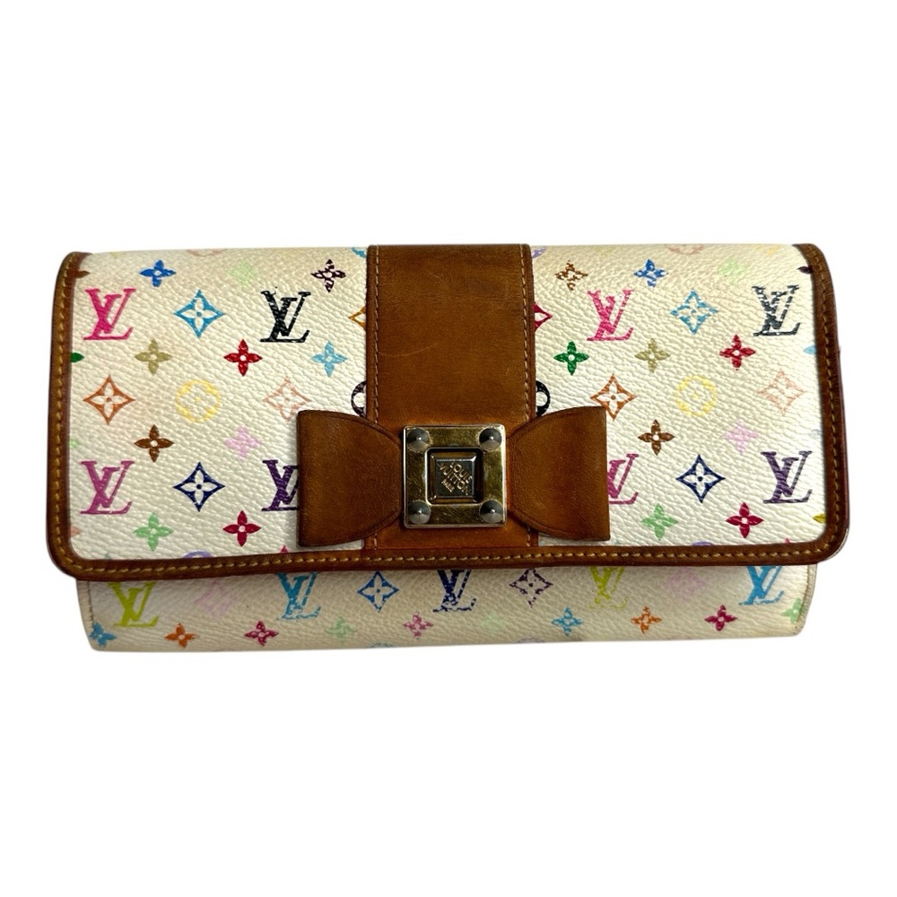 Louis Vuitton TAKASHI MURAKAMI Monogram Multicolor Sarah Noeud Wallet White